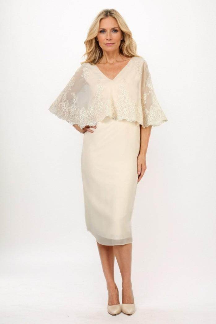Sheath-Column Midi Chiffon Mother Of The Bride Dress CM0280 - COCOMELODY